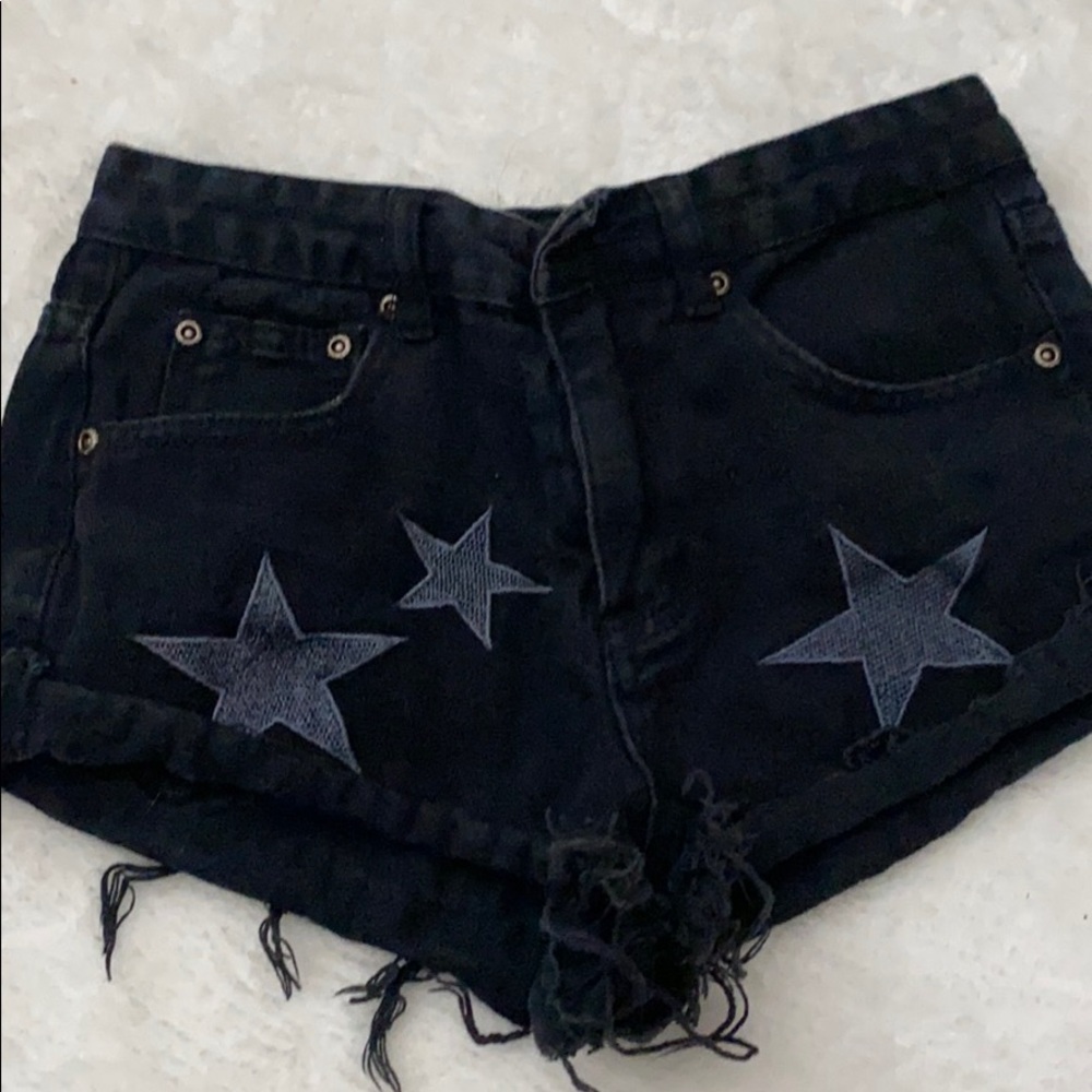 Nasty gal black denim shorts with stars size 2